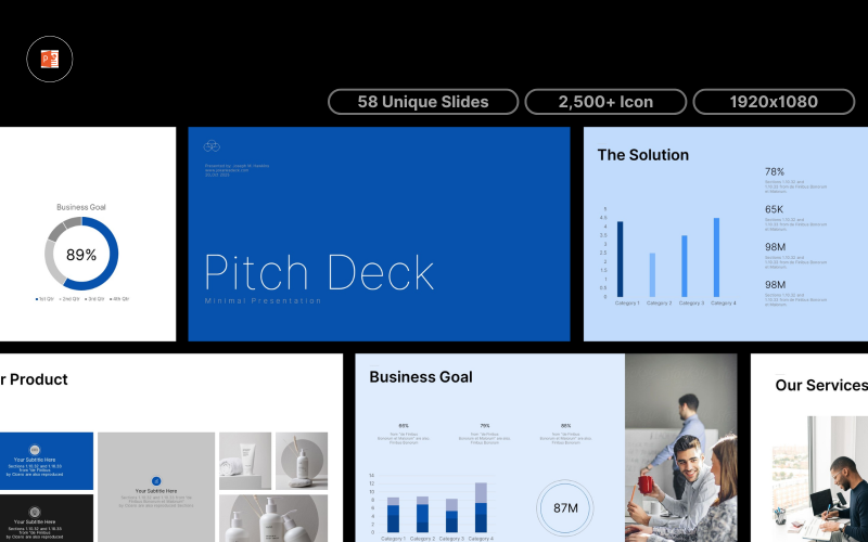 Minimale PowerPoint-sjabloon voor pitchdecks.