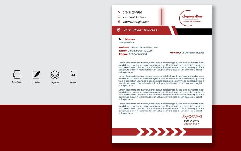 Letterhead Design Template for Official Letters - Product - 093