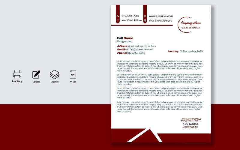 Letterhead Design Template for Official Letters - Product - 095