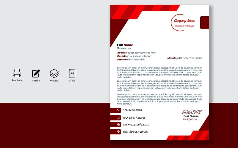 Letterhead Design Template for Official Letters - Product - 098