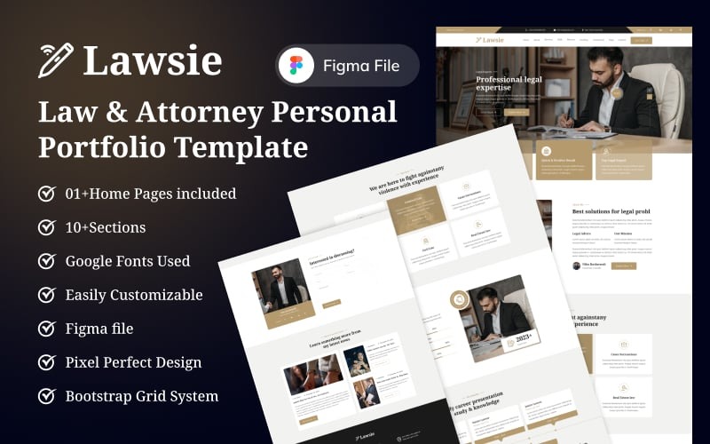 Lawsie - Plantilla de portafolio personal de abogados y abogados.