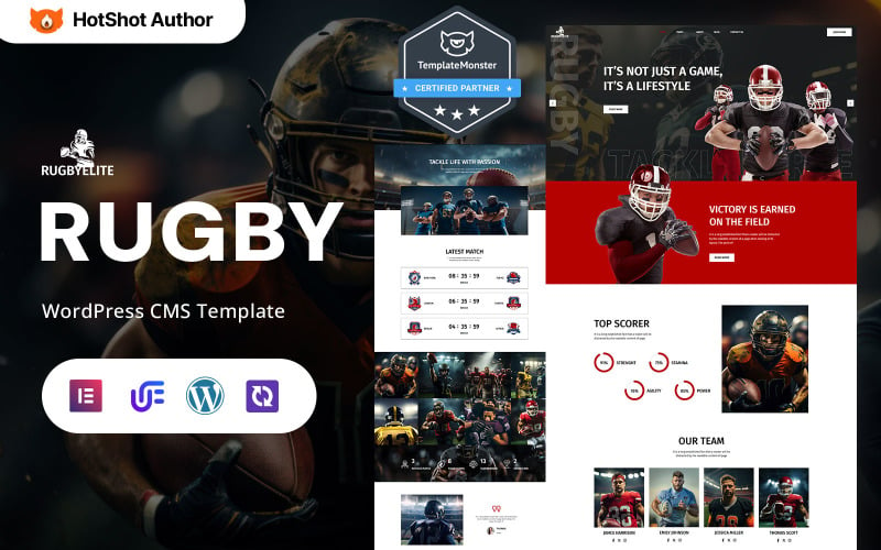 RugbyElite - Rugby Oyun ve Maç Programları WordPress Elementor Teması