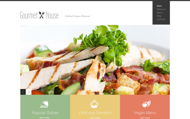 Responsieve Joomla-sjabloon voor Europees restaurant