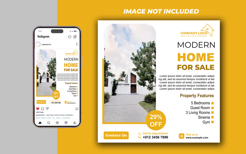 Real Estate Social Media Post Template in PSD - 120