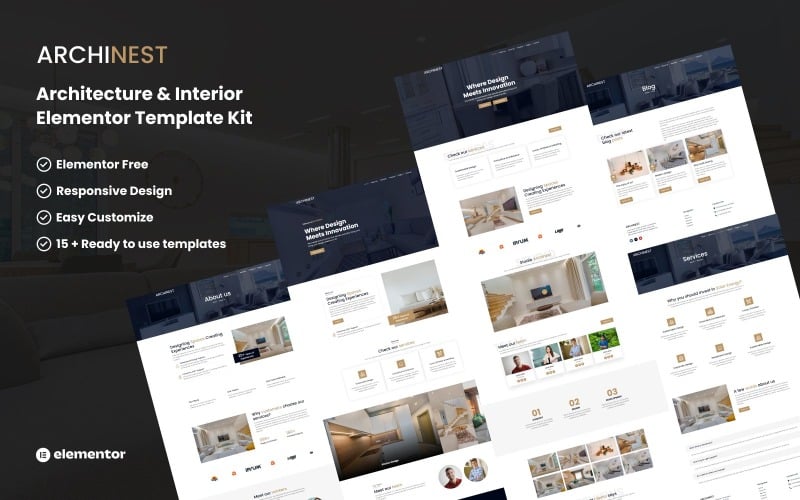 Archinest - Architecture & Interior Elementor Template Kit