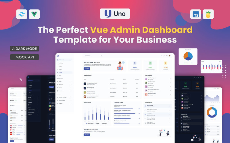 Uno - Panel administracyjny Vue 3 z ShadCN, Tailwind CSS i TypeScript