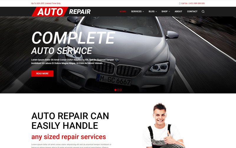 Autoreparationstjänst WordPress responsivt tema