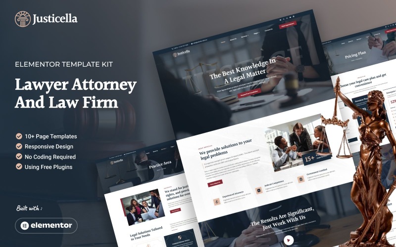 Justicella - Advocaat en advocatenkantoor Elementor Template Kit