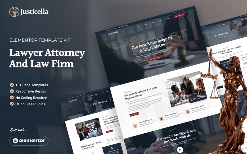 Justicella - Lawyer Attorney and Law Firm Elementor Template Kit