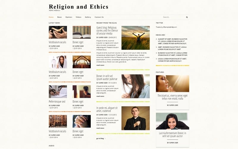 宗教新闻的Joomla模型