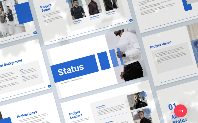 Status - Project Review PowerPoint Template