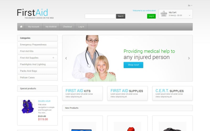 First Aid Store 线上购物 Theme