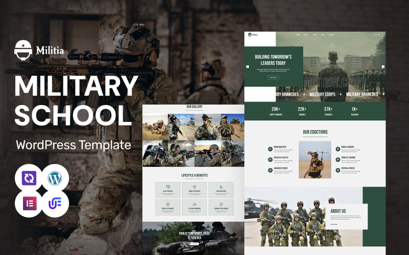 Militia - Militaire school, militaire voorbereiding en trainingsprogramma's WordPress Elementor-thema