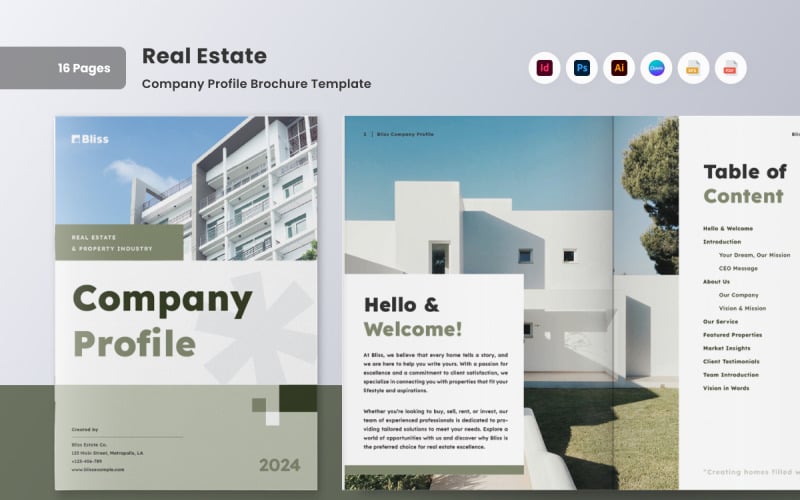 Brochure de présentation de l'entreprise immobilière moderne