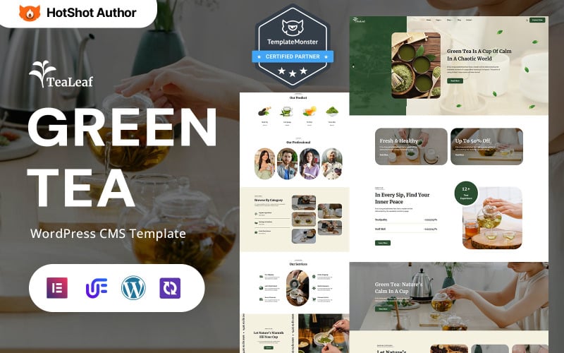 TeaLeaf - Loja de chá verde orgânico e infusões de ervas WordPress Elementor Theme