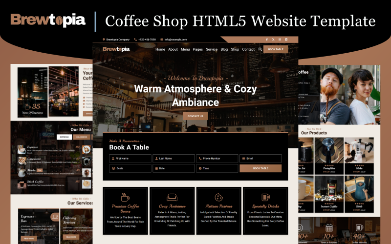 Brewtopia - HTML5-websitesjabloon voor koffieshop