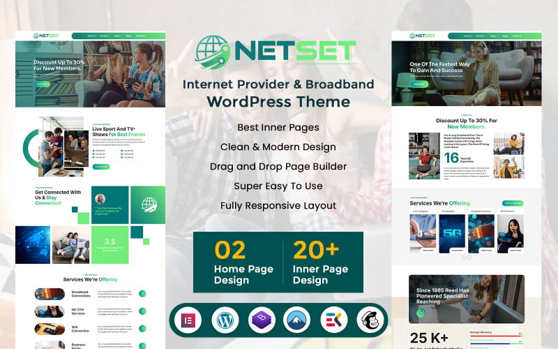 Netset - Интернет-провайдер и тема WordPress для широкополосного доступа