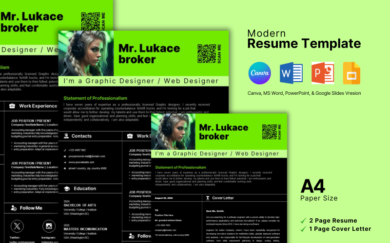 Resume, Cover Letter Template.