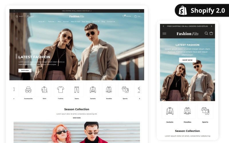 Bestes Shopify Fashion Fits-Thema für Modegeschäfte | Shopify 2.0