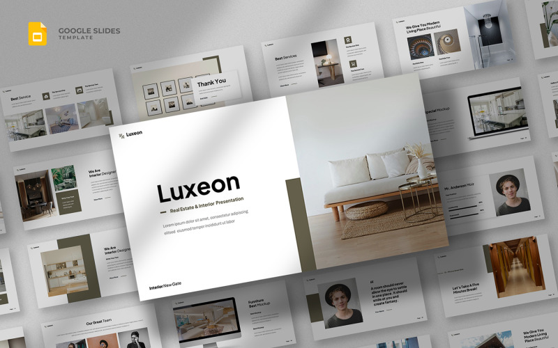 Luxeon – Google Slides-Vorlage für Immobilien und Innenarchitektur