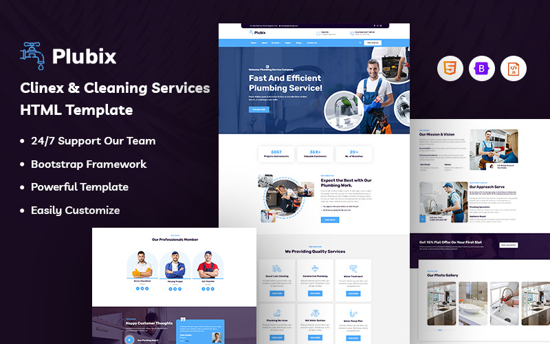 Plubix – Plantilla de sitio web para empresa de servicios de plomería