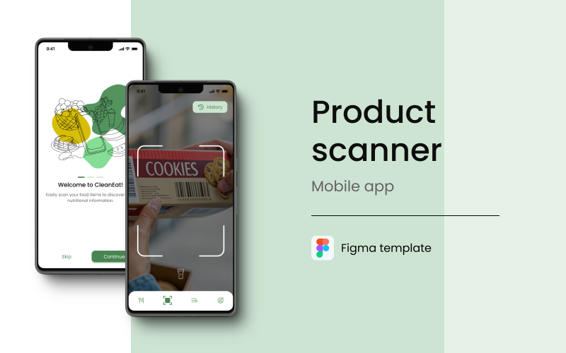 CleanEat – Product Scanner App UI-sjabloon