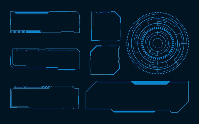 Modello di progettazione di illustrazione dell'interfaccia utente digitale hi-tech futuristica di sicurezza v.8