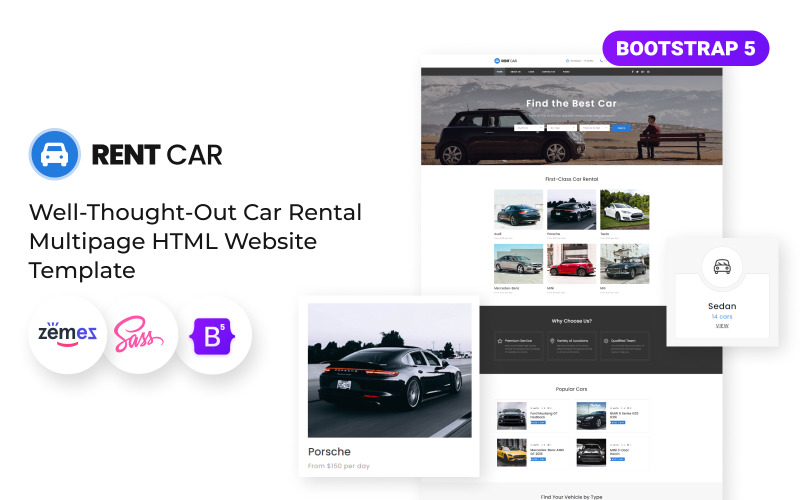 汽车租赁- HTML5多页面汽车租赁网站模板