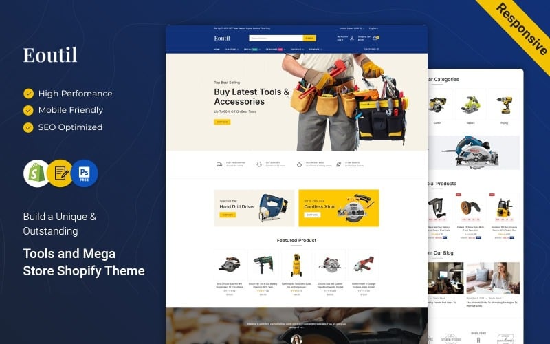 Eoutil – Mehrzweck-Shopify-Theme für Tools und Mega Store