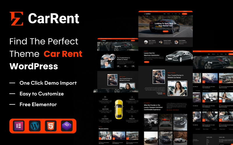 EZ Car Rent: Ultieme WordPress-thema voor autoverhuur en -boeking