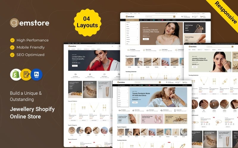 Gemstore - Mücevher ve Saatler ve Mücevher Mağazası Shopify Teması