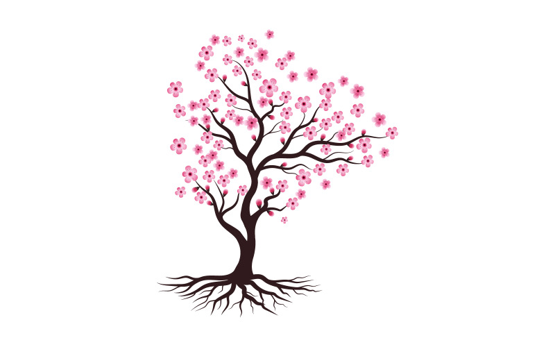 Ilustración de icono vectorial de viaje de flor de Japón con diseño de rama de árbol Sakura v.12