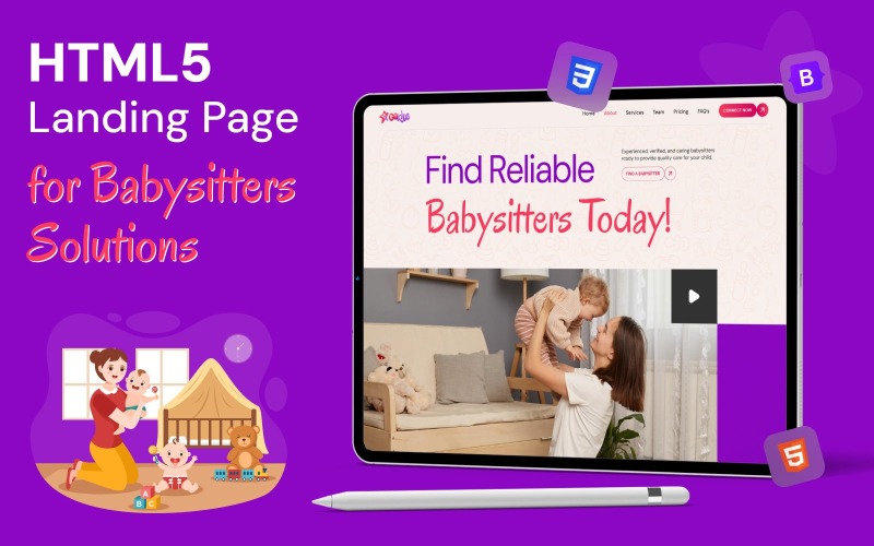 GoKids - Bebek Bakıcılığı Hizmetleri Bootstrap HTML5 Açılış Sayfası Şablonu