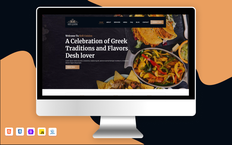 Kefi Cuisine - Grieks restaurant Website sjabloon met meerdere pagina's