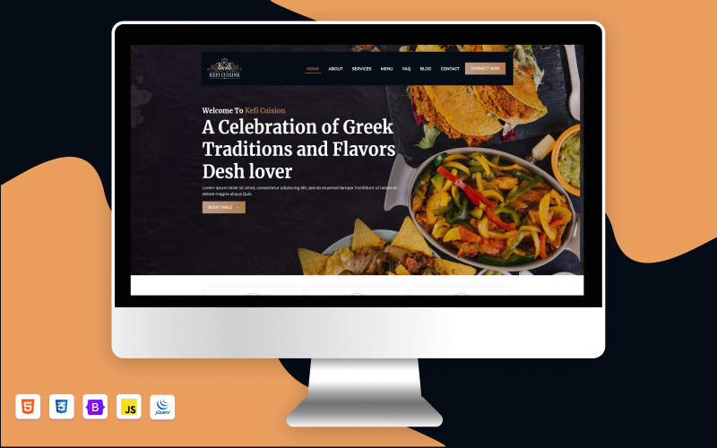 Kefi Cuisine - Modello di sito Web multipagina per ristorante greco