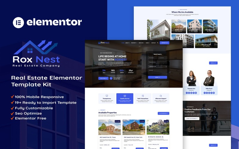 RoxNest – Elementor-Kit für Immobilien