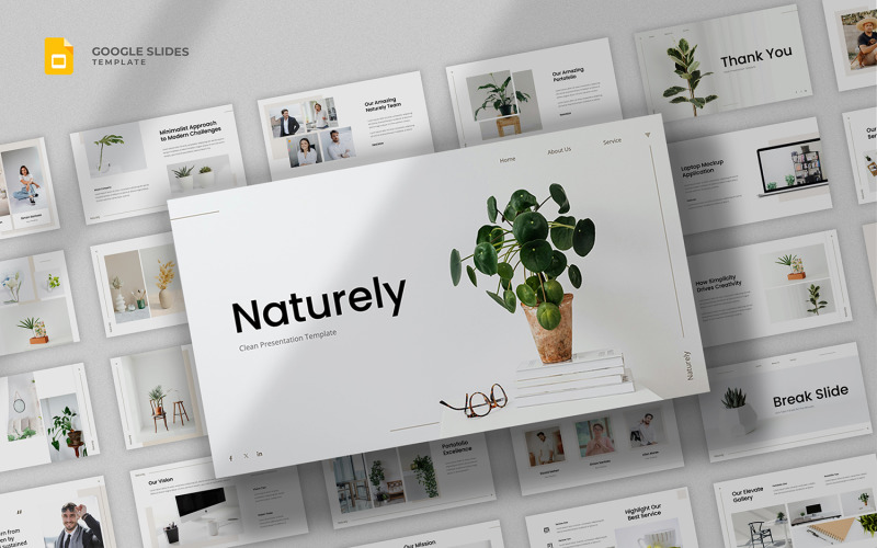 Naturely — чистый и минималистичный шаблон Google Slides