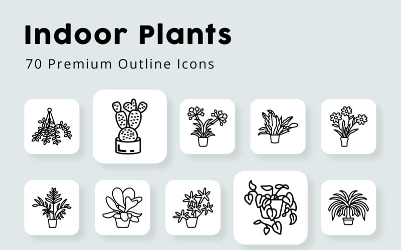 Indoor Plants Outline Icons Pack