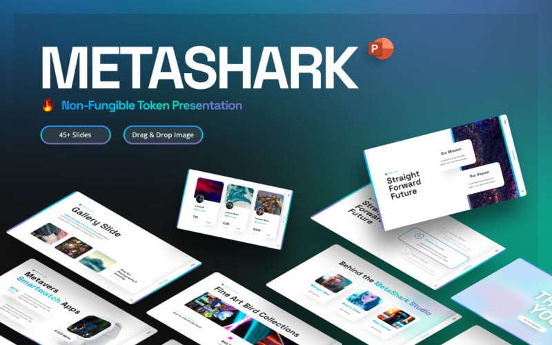 MetaShark Creative NFT PowerPoint šablona