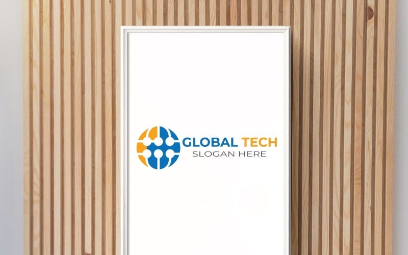 Modèle de logo de technologie mondiale