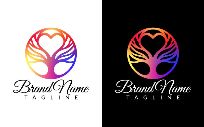 Modern futuristic elegant tree logo design love tree logo Nature Logo creative colorful logo design