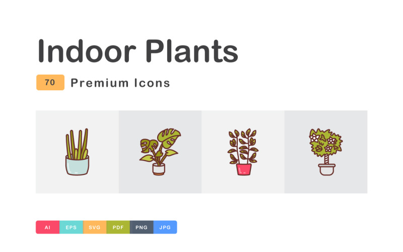 Paquete de iconos llenos de plantas de interior