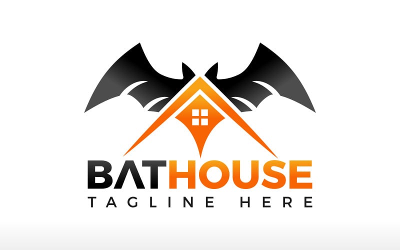 Wild bat house logo design Custom house logo architecture haunted ghost scary horror logo nightmare