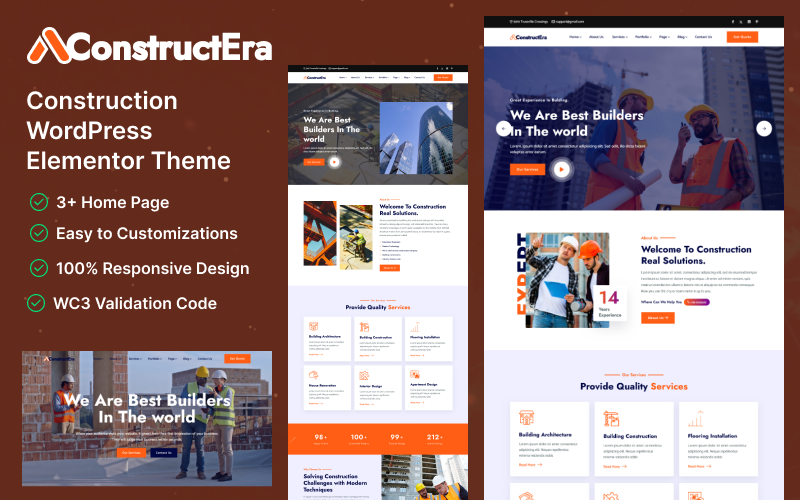 ConstructEra – Építőipari WordPress Elementor téma