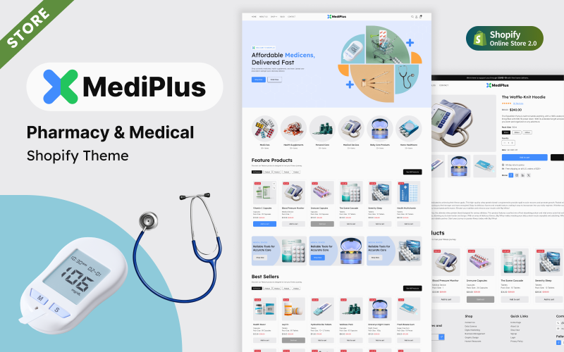 Mediplus – Orvosi gyógyszerek és gyógyszertár Shopify téma