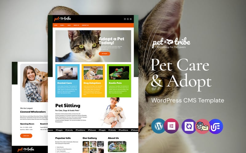 Pettribe - Centrum opieki nad zwierzętami i adopcji Motyw WordPress Elementor