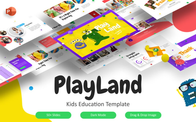 Plantilla de PowerPoint sobre educación para niños en Playland