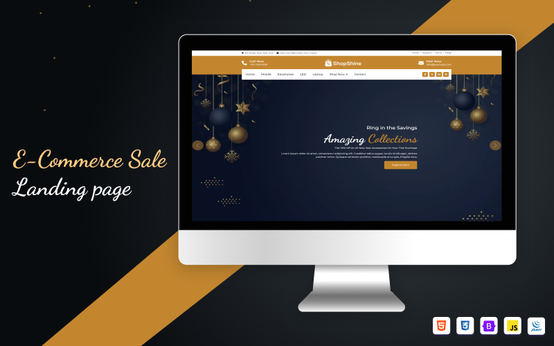 Shop Shine | Modèle de site Web HTML de vente du Nouvel An sur une page