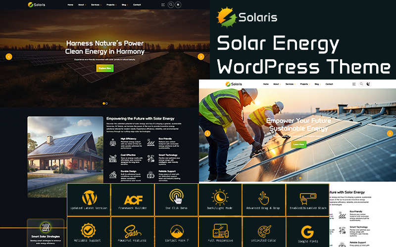 Solaris – тема WordPress про сонячну енергію