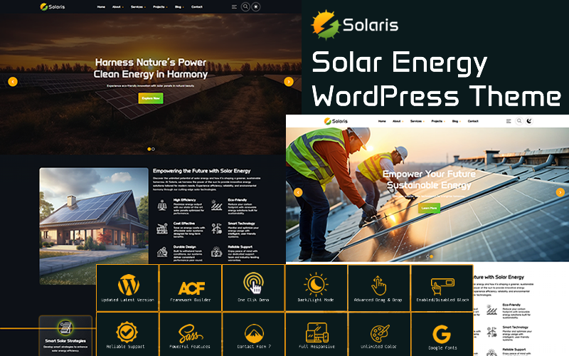 Solaris - WordPress-thema voor zonne-energie